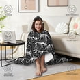 thumbnail image 4 of Wearable Blanket,Black Cartoon Dinosaurs Fossils Pattern Hooded Wearable Flannel Blanket for Adults & Teens,Winter Poncho Shawl Wrap Cape Cozy Anti-Pill,50"x60", 4 of 5