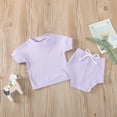 thumbnail image 4 of IROINNID Infant Girl's Solid Ribbed Fashion Tops Shorts Outfits Set, 4 of 9