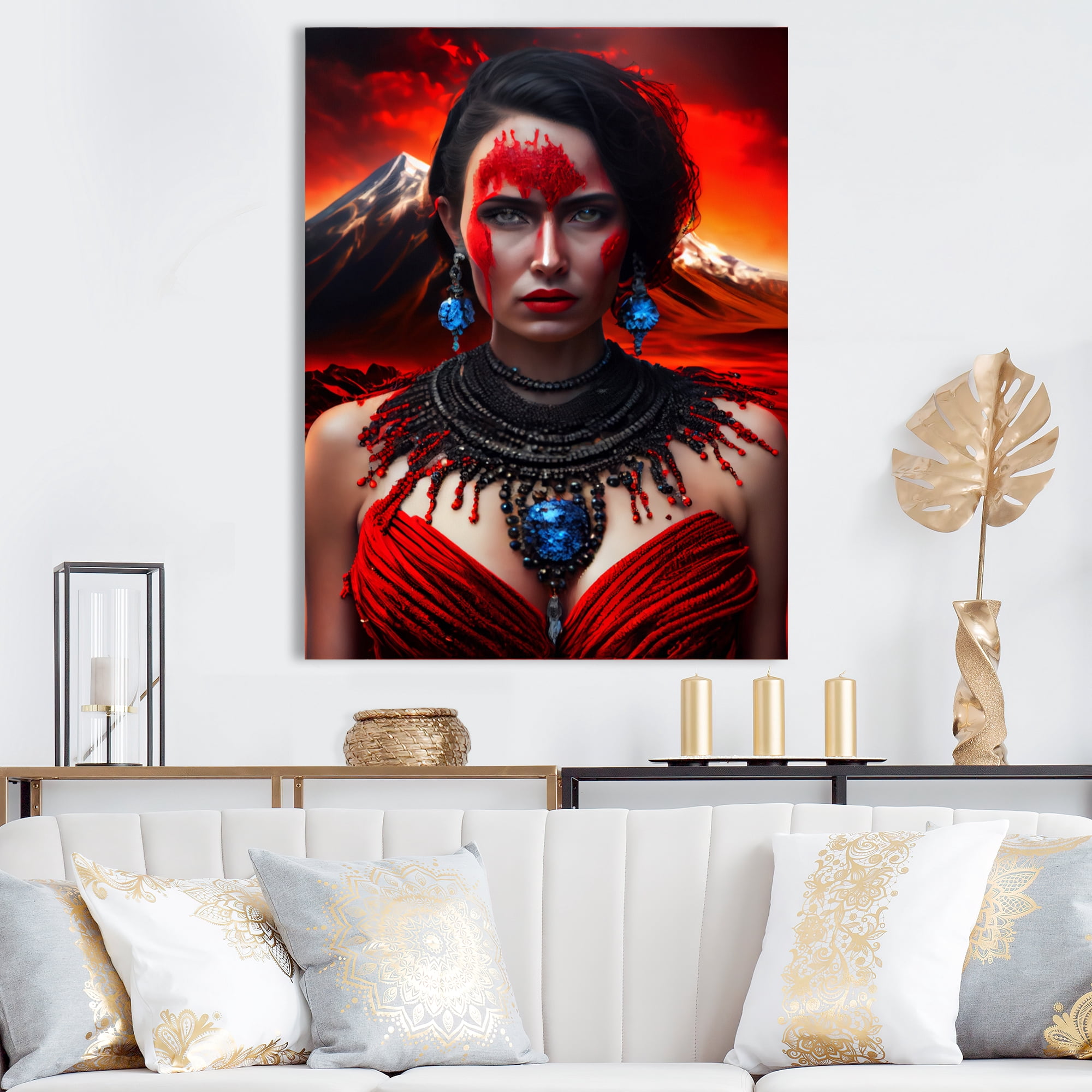 Designart Volcano Queen Woman Portrait II Canvas Wall Art