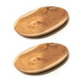 thumbnail image 1 of Oval Teak Wood Plate - Large 2-Pack, 1 of 5