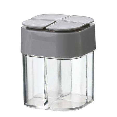 

Machinehome Kitchen Pepper Shaker 4 Grids Picnic Seasoning Bottle Plastic Portable Barbecue Spice Jar Gray