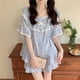 thumbnail image 5 of Conjunto de camisón de manga corta con encaje, estilo dulce, holgado, cómodo, pequeño, fresco y a la moda para el hogar, 5 of 6