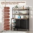 thumbnail image 3 of Litake Laundry Basket,Laundry Hamper 2 Section with Side Shelves,3 Tiers Laundry Sorter with 2 Pull-Out and Removable Laundry Bags,Black & Rustic Brown, 3 of 8