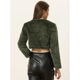 thumbnail image 4 of DARING DIVA Women's Cropped Open Front Faux Fur Short Shrug Jacket L Olive Green, 4 of 6