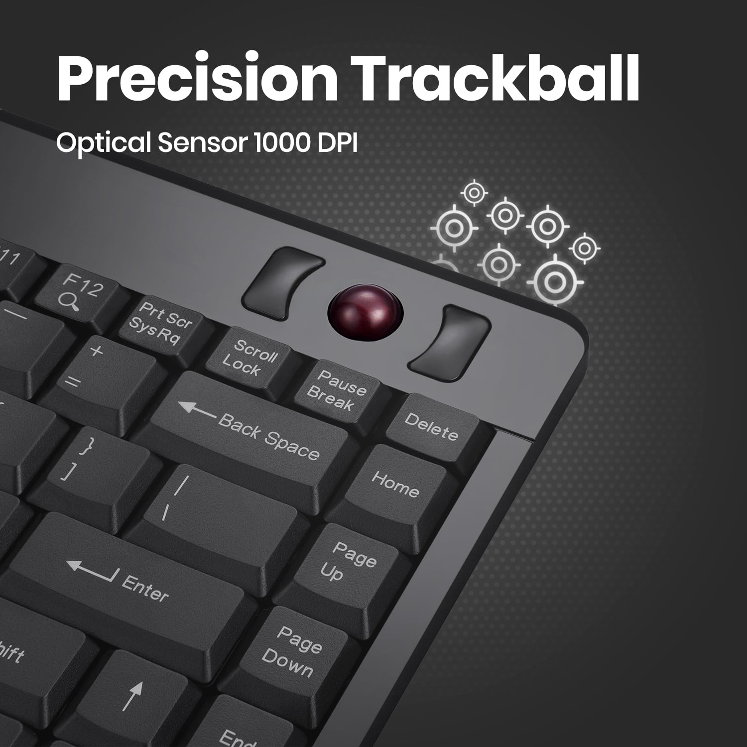 Perixx Periboard-505H Mini Red Trackball USB Computer Keyboard With 2 USB Hubs Keyboards