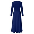 thumbnail image 5 of Lisingtool Fall Dresses for Women 2023 Women Long Sleeve Skeleton Soild Cocktail Party Elegant Casual Fashion Evening Party Long Dress Homecoming Dresses Blue, 5 of 5