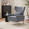 thumbnail image 3 of CQSXDA Modern Velvet Accent Chair, Mid Century High Back Armchair for Living Room, Reading Chair, 3 of 6