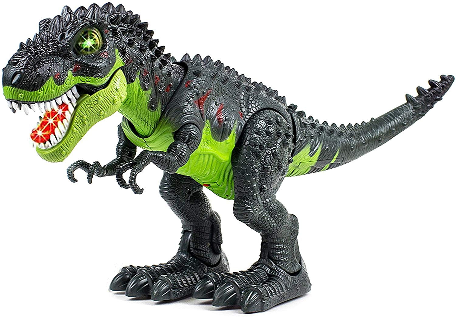 Green T-Rex Walking Dinosaur Figure With Lights Sounds Real Movement Kid's Toy 
