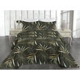 thumbnail image 2 of Ambesonne Leaves Quilted Bedspread Set 3 Pcs, Modern Simplistic Leafy Art, King, Dark Olive Green and Yellow, 2 of 4