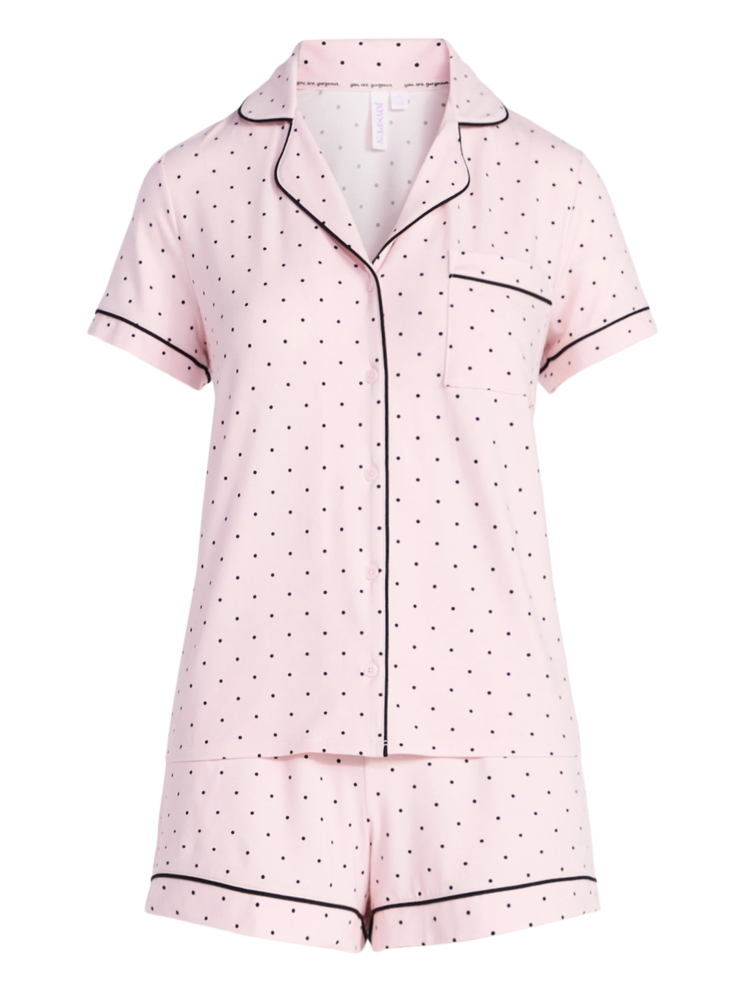 Joyspun Women's Dreamy Soft Collection Notch Collar Top and Shorts Pajama Set, 2-Piece, Sizes XS-3X