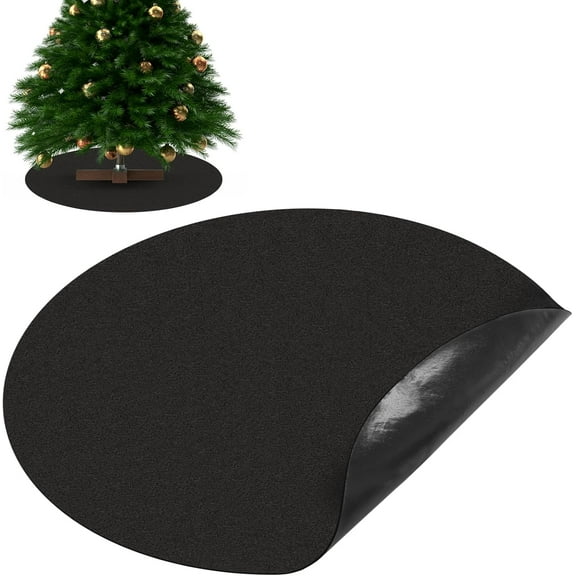 30" Christmas Tree Stand Mat, Black Non-Slip Felt Christmas Tree Mat Tree Floor Protector, Spills Scratches Home Decor for Winter Xmas Holiday Under Tree Christmas Decoration