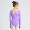 thumbnail image 3 of Gytharion Gymnastics Leotards for Girls Ballet Dance Toddler Long Sleeve Bodysuit Soild Color V Neck Leotards,3Y-15Y, 3 of 4