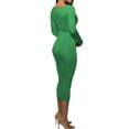 thumbnail image 4 of Liacowi Women Wrapped Long Dress Solid Color Long Sleeve Skinny Dress Streetwear Slim Fit, 4 of 5