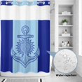 thumbnail image 4 of No Hook Shower Curtain with Built-in Rings - Retro Nautical Washable Waterproof Fabric Bathroom Curtains for Hotel,Rentals, Stall 48 X 72 Inch , Anchor Pattern Navy Sky Blue, 4 of 9