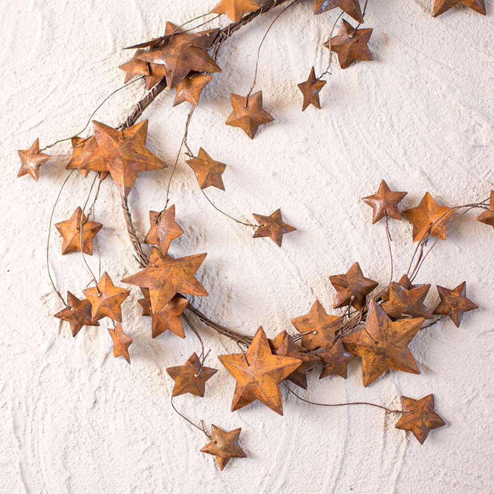 Rustic Star Garland Antique Inspired Metal Branch 5 feet Rust Walmart