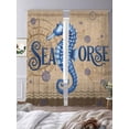 thumbnail image 4 of Summer Blue Ocean Seahorse Sheer Curtains 96 Inch Long 2 Panels, Nautical Vintage Sea Wave Compass Sailboat Light Filtering Rod Pocket Curtains, Sheer Voile Drapes for Living Room Bedroom, 52"x96", 4 of 8