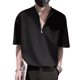 thumbnail image 1 of Camisa de manga corta para hombre, media manga con cremallera de un cuarto, Color puro, transpirable, Top de verano para fiesta, viajes y citas, 1 of 8