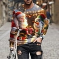 thumbnail image 2 of Betivan Mens Christmas Long Sleeve Shirts Casual Holiday Winter Hem Crewneck Sweater Trendy Long Sleeve Loose Fit Xmas Tree Pullover Tops, 2 of 5