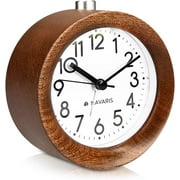 Réveil en bois analogique avec Snooze - Horloge rétro avec voyant d'alarme à cadran - Horloge de table en bois vintage silencieuse sans tic-tac