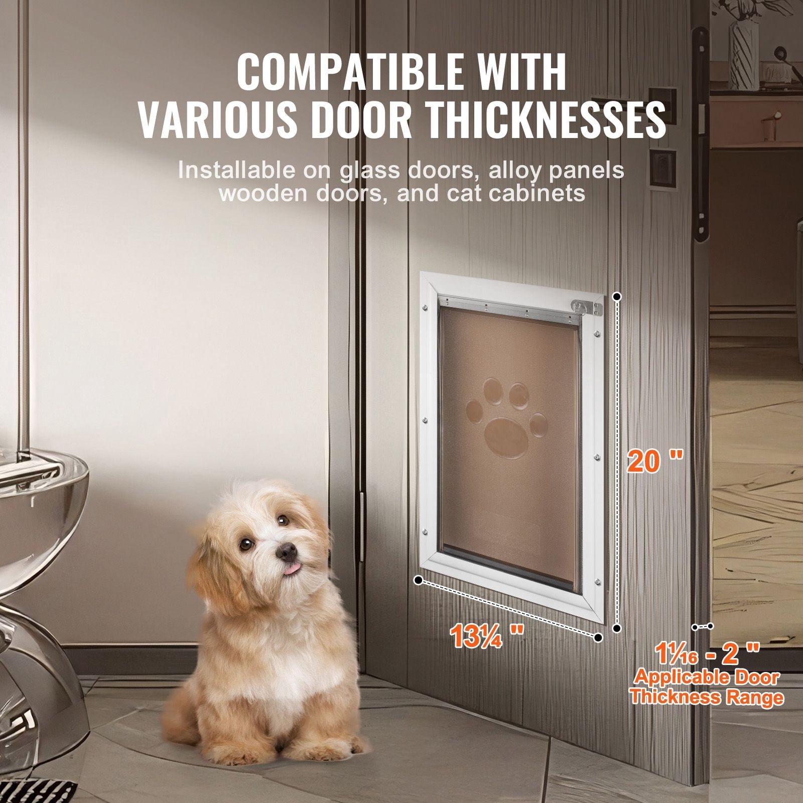 Flap Pet Door with Aluminum Alloy Frame, Frosted PVC Door, Magnetic Closure, Locking Mechanism, for Dogs Cats Indoor Outdoor