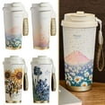 thumbnail image 3 of 17 oz Coffee Mug to Go, Floral Oil Painting Vacuum Insulated Mug,Thermal Mug, Ceramic Liner Stainless Steel Travel Mug, Double-Walled Insulated Drinking Cup, 3 of 7