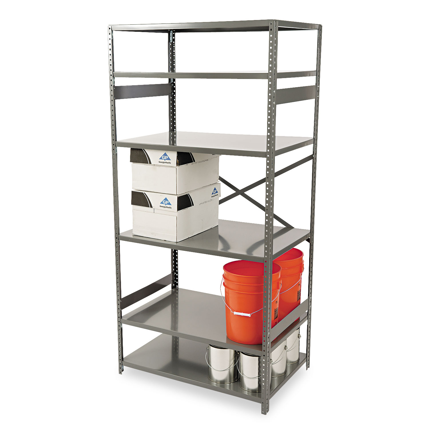 Tennsco Commercial Steel Shelving SixShelf 36w x 24d x 75h Medium Gray