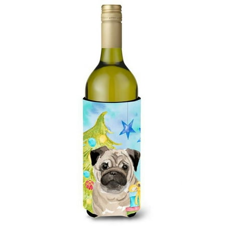 

Fawn Pug Christmas Wine Bottle Beverge Insulator Hugger
