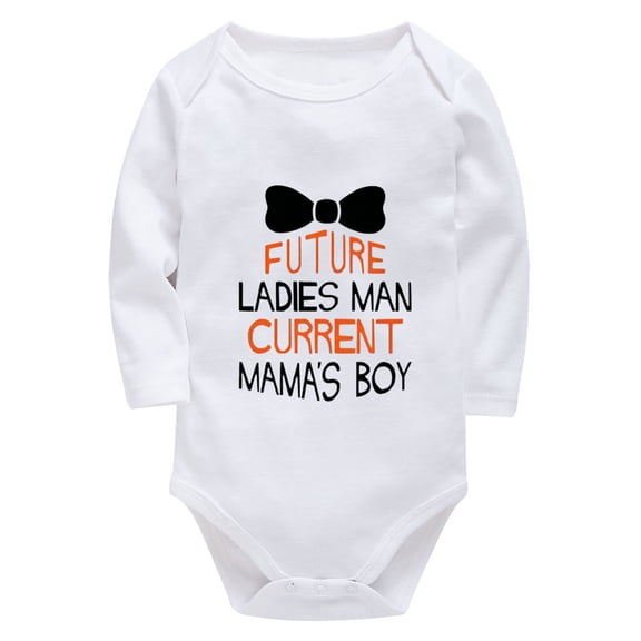 Future Ladies Man Current Mama's Boy New Born Outfit Long Sleeve Cute Newborn Boy Clothes White Baby Clothes 0-3 Months Girl