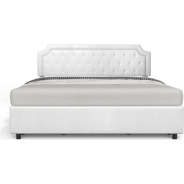 BONSOIR King Size Storage Bed Frame Upholstered Low Profile Traditional