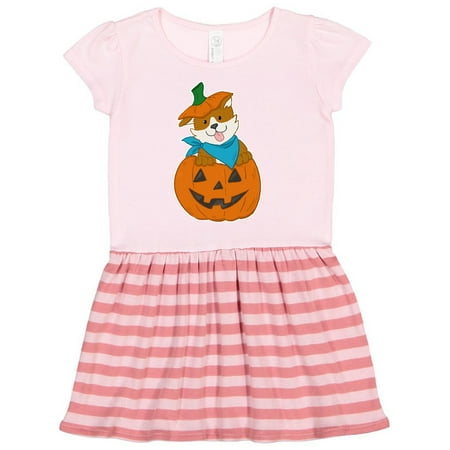 

Inktastic Cute Halloween Corgi in Pumpkin Gift Toddler Girl Dress