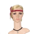 thumbnail image 3 of Hontri Heardband in Clearance, Gatsby Flapper Feather Headband 20S Accessories Crystal Beaded Wedding Headpiece, Female Wine Red One Size, 3 of 8