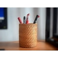 thumbnail image 2 of Handmade makeup brush holder，Pencil Holder for desk, Rattan Pen Cup(Cylinder), 2 of 3