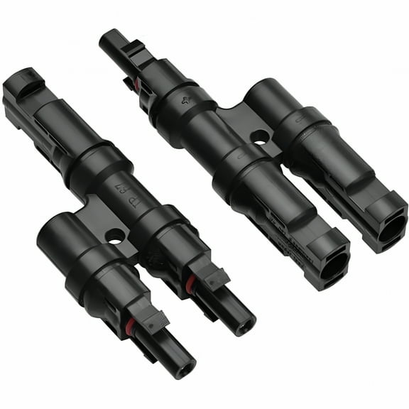 ACDANC T-shaped Photovoltaic Connector Solar Cable Connector Fireproof, Waterproof and Dustproof Black, MC4 2 to 1