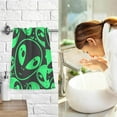 thumbnail image 7 of SKYSONIC Out Space Green Man Patterned Hand Towels 2 PCS, Cotton Bath Towel for Drying Face Hands Body ,Absorbent Lightweight Towels for Bathroom Ktichen Travel Gym, 16"x28", 7 of 7