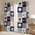 thumbnail image 3 of Homewish Est Sleep Sports Black Out Curtains for Teens, Cartoon Baseball Football Curtains Pack of 2 (42x63 Each), Chic Honeycomb Square Bedroom Curtains, Window Curtains Home Decor, 3 of 7