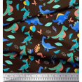 thumbnail image 2 of Soimoi Brown Rayon Fabric Balloon & Dinosaur Kids Print Fabric by the Yard 56 Inch Wide, 2 of 3