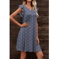 thumbnail image 5 of Women's Butterfly Sleeve Round Neck Dress Mini Casual Pattern Solid 65% Polyester 30% Rayon 5% Spandex Everyday Wear, 5 of 16
