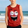 thumbnail image 2 of KHONTS Kids Tank Tops Boys Funny Face Expression Tanks Shirts Novelty Summer Beach Sleeveless Athletic Undershirts,Size 3-14 Years Red 150, 2 of 4