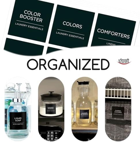 144 PCS Minimalist Laundry Room Labels Set, Water Resistant Stickers,Water/Oil Resistant Stickers for Laundry Room, Linen Closet Home Bathroom and The Beauty Organization（Black