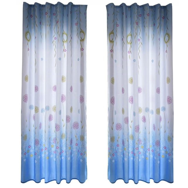 Cortina opaca de poliéster para ventana, cortina opaca para dormitorio, decoración para sala de estar (azul)