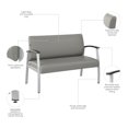 thumbnail image 4 of Bush Business Arrive Waiting Room Loveseat with Arms in Light Gray Vinyl, 4 of 10