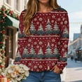 thumbnail image 2 of Kaprioy Christmas Sweatshirts for Women Cute Funny Santa Claus Sleigh Holiday Graphic Shirt Loose Casual Fall Fashion Pullover Tops Red, S, 2 of 6