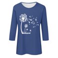 thumbnail image 4 of Plebaso Chemises à Manches 3/4 pour Femmes, Col Rond Décontracté, Hauts Imprimés, Coupe Ample, Blouses Printemps Été 2025 pour Femmes, 4 of 4
