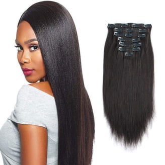 16 Inches Yaki Straight Clip ins Hairpieces 7 Pcs 17 Clips  display picture 3