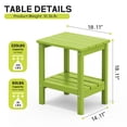 thumbnail image 6 of FUNDAZE HDPE 2-Layer End Table for Living Room, Outdoor Side Table, Patio Small End Table, Apple Green, 6 of 12