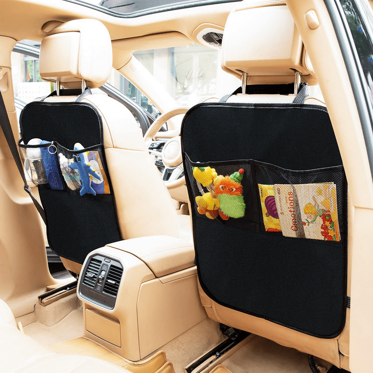 Nuby Kids Kick Mats- Back Seat Protectors with Storage Compartment: Black,  2 Pack
