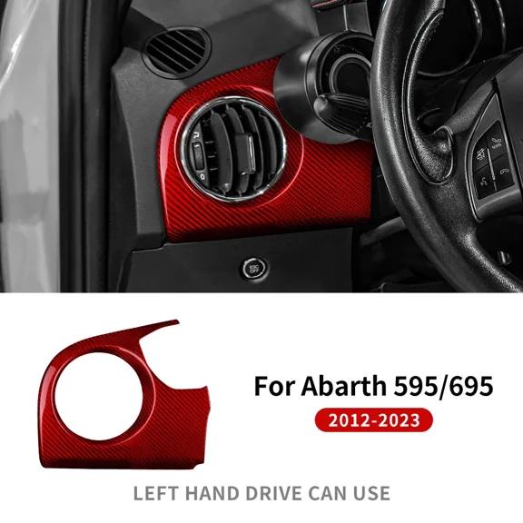 For Fiat 500 2008-2023 Abarth 595 695 2012-2020 2021 2022 2023 RHD LHD Dry Carbon Fiber Car Driver Side Air Outlet Panel Sticker.