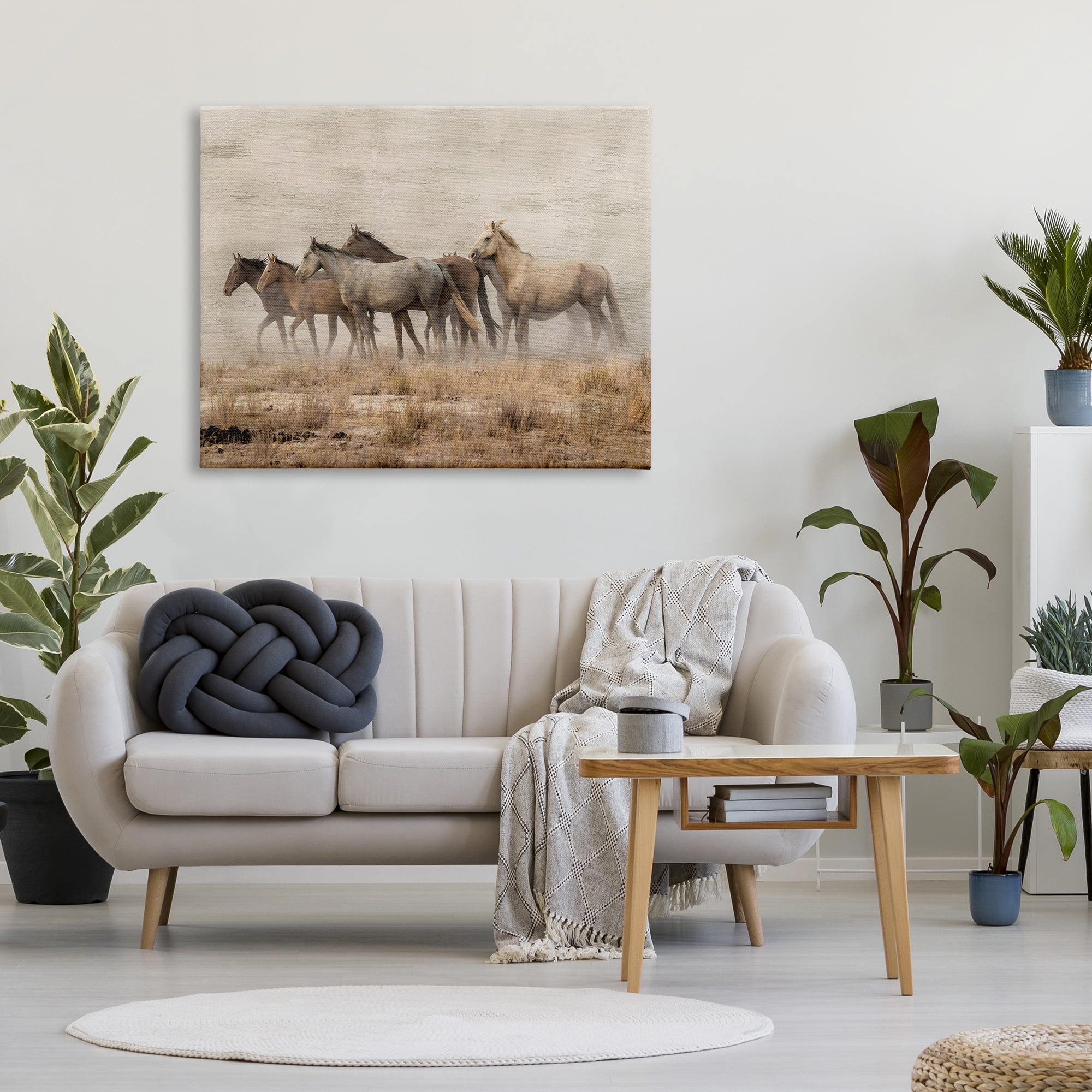 Stupell Industries Rustic Herd of Horses Animals & Insects Painting Gallery Wrapped Canvas Art Print Wall Art, 48 x 36