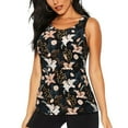 thumbnail image 2 of Uemuo Lilies Flowers Pattern Workout Tank Tops for Women Breathable Moisture-wicking tank top Sleeveless Running Loose Fit Yoga Tops Active Shirts Sports Gym Exercise, 2 of 9