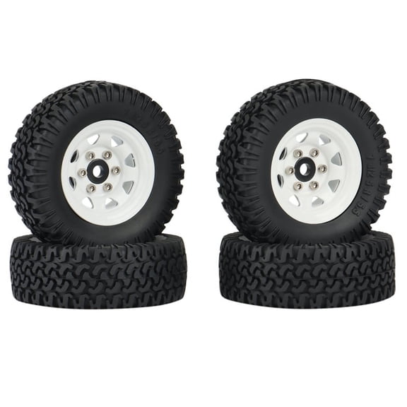 4PCS 1.55 Metal Beadlock Wheel Rim Tires Set for 1/10 RC Crawler Car Axial Jr 90069 D xc9195